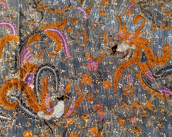 Alte Batik Tulis Pekalongan, Vintage Hand gezeichnet Batik mit Phoenix, Batik Sammler Artikel, antike handschriftliche Batik, indonesische Textilien