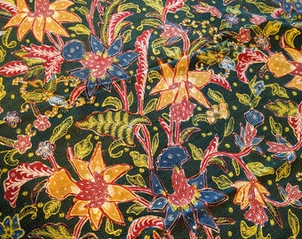 ウォノギリ・アンティーク・バティック　手書き　鳥の柄　S10 アフリカンバティック Africanbatik 鳥柄 ウエストゴム レトロ