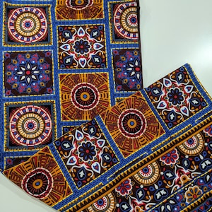 Thai Fabric Elephant Design Orange Cotton Batik Style Printed Fabric Batik Fabric Sewing Fabric Sarong Wrap Skirt