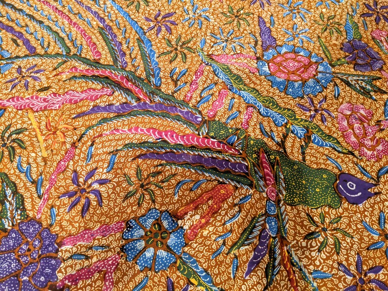 Vintage Batik Semarang With Bird, Old Indonesian Fabric, Handwritten