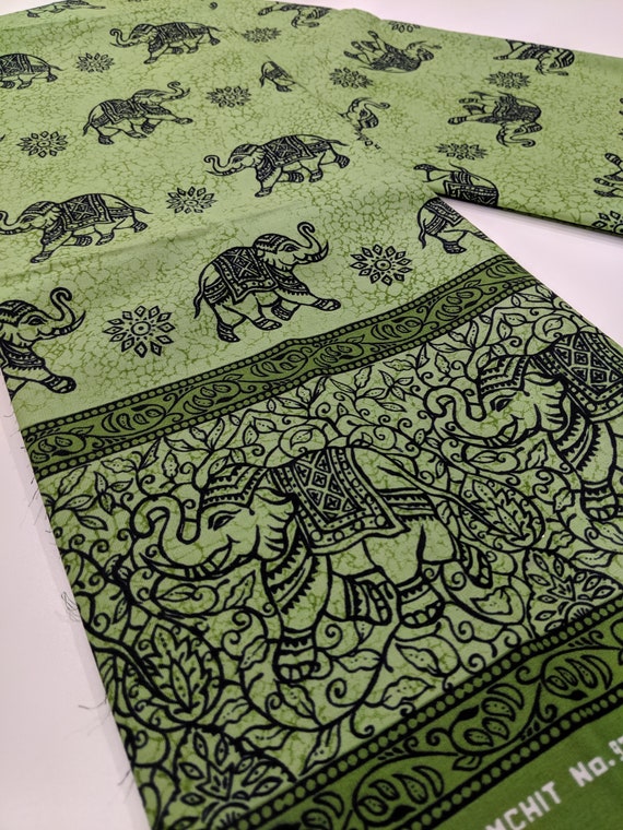 Thai Fabric Elephant Design Orange Cotton Batik Style Printed Fabric Batik Fabric Sewing Fabric Sarong Wrap Skirt