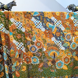 Hokokai Batik, Full Batik Tulis with Kawung, Butterflies, Floral, Golden Pheasant, Hand Drawn Indonesian Batik Fabric, Made in Indonesia