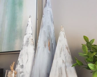 Rustic Wooden mountain set, mantle decor, chalk paint, simple modern decor, farmhouse style, holiday decor, wood mountain, Mothers day