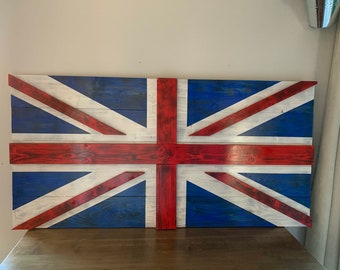 Wooden British Flag,Wood Flag,Outdoor, Rustic,Porch,Decor,Wood Sign,Wall Art,burnt,English,Vintage, Cottage,Cabin,Union Jack,flag,3D,