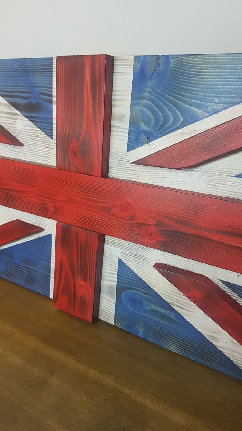 Wooden British Flag,Wood Flag,Outdoor, Rustic,Porch,Decor,Wood Sign,Wall Art,burnt,English,Vintage, Cottage,Cabin,Union Jack,flag,3D, image 7