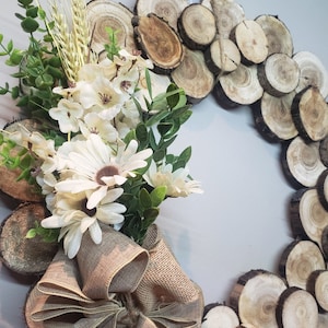 Medium, Rustic Wooden Wreath,Wood Slice,Seasonal,Natural,Front Door,Mothers day,Holiday Decor,Country,Farm House,Cottage,Housewarming,spring image 2