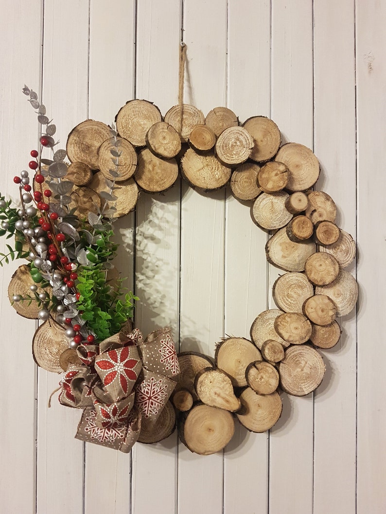 Kleine rustikale Holzkranz Holz Scheibe saisonale | Etsy