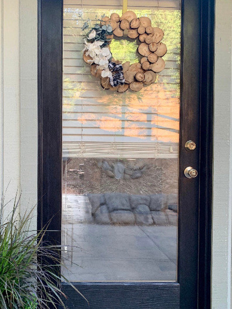 Medium, Rustic Wooden Wreath,Wood Slice,Seasonal,Natural,Front Door,Mothers day,Holiday Decor,Country,Farm House,Cottage,Housewarming,spring image 6