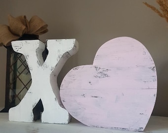 Rustic Wooden XO,letter,freestanding,hugs and kisses,decor,valentines day,farm house,mantle,wedding,love,bff,gift for her,best friends gift