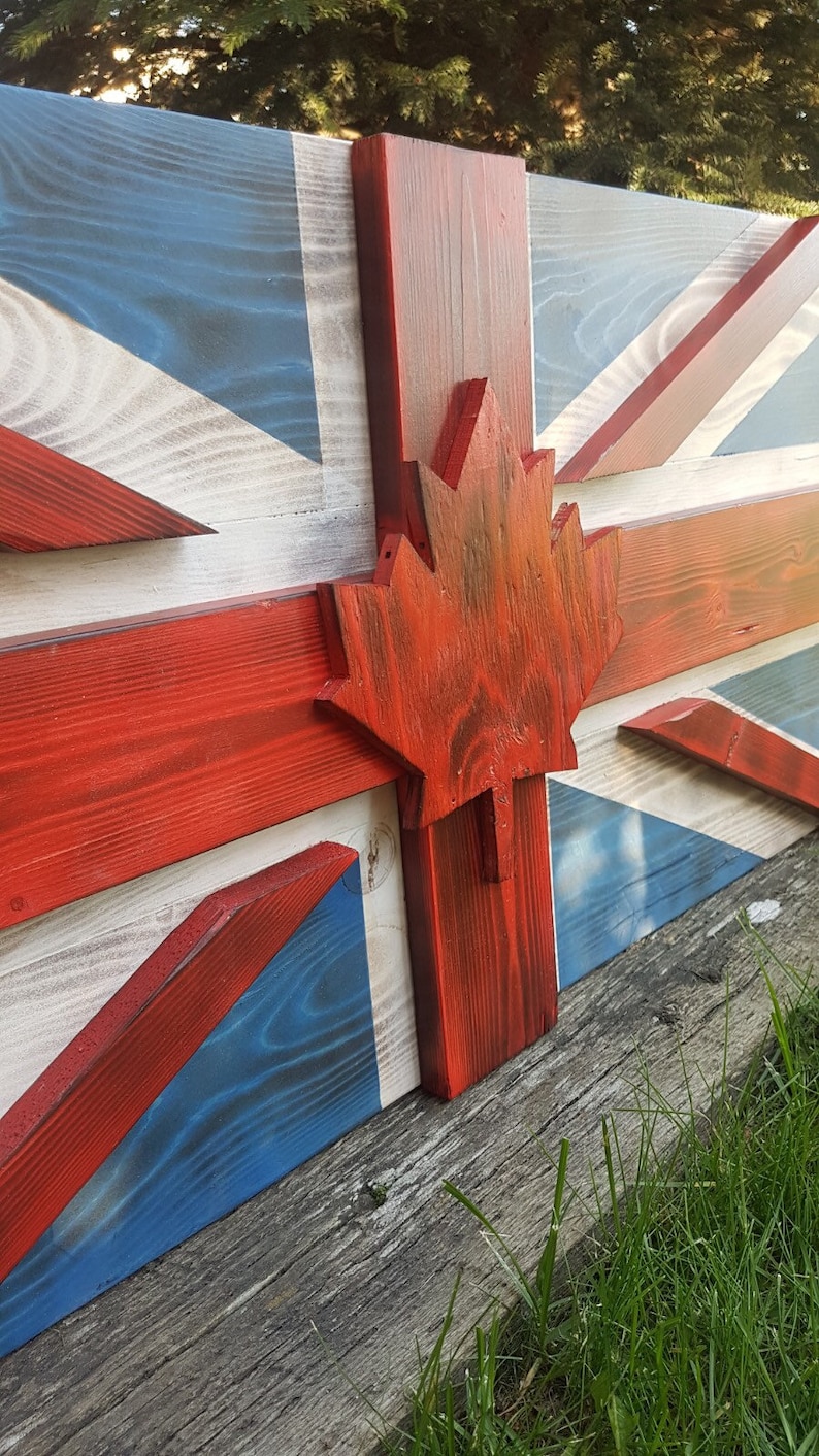 Wooden British Flag,Wood Flag,Outdoor, Rustic,Porch,Decor,Wood Sign,Wall Art,burnt,English,Vintage, Cottage,Cabin,Union Jack,flag,3D, image 3