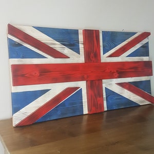 Wooden British Flag,Wood Flag,Outdoor, Rustic,Porch,Decor,Wood Sign,Wall Art,burnt,English,Vintage, Cottage,Cabin,Union Jack,flag,3D, image 6