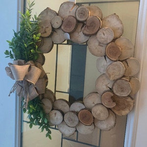 Medium, Rustic Wooden Wreath,Wood Slice,Seasonal,Natural,Front Door,Mothers day,Holiday Decor,Country,Farm House,Cottage,Housewarming,spring image 3