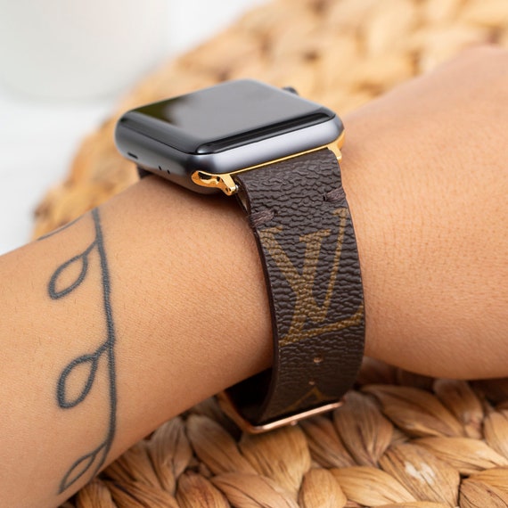 Handmade Apple Watch Band Re-Purposed Classic Brown Monogram for Apple Watch Series 1, 2, 3, 4, 5 and 6