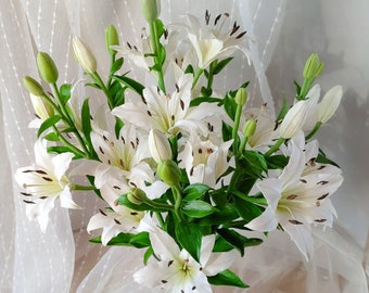 Lily. Clay Lilies for vase. Cold Porcelain Flowers for the Interior Home Decor. Whine lilies. Artificial flower arrangement Realistic flower