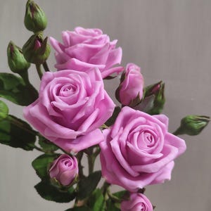 Rose. Rose branch. Realistic flowers for Home Decor and Interior. Cold porcelain flowers for vase. Polymer clay bouquet. Table centerpiece.
