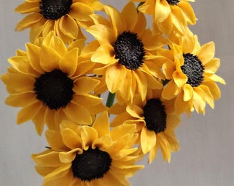 Sunflowers. Realistic flowers. Flowers of Ukraine. Fake flowers. Interior bouquet. Polimer clay flowers. Ukraine seller. Clay Sunflower.