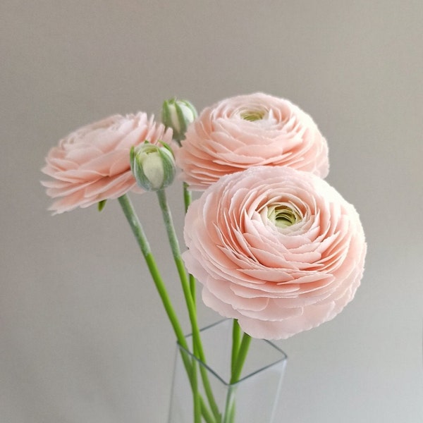 Ranunculus. Polymer clay flowers. Artificial flower. Bouquet for home decor and interior design. Handmade flowers. Cold porcelain flowers.