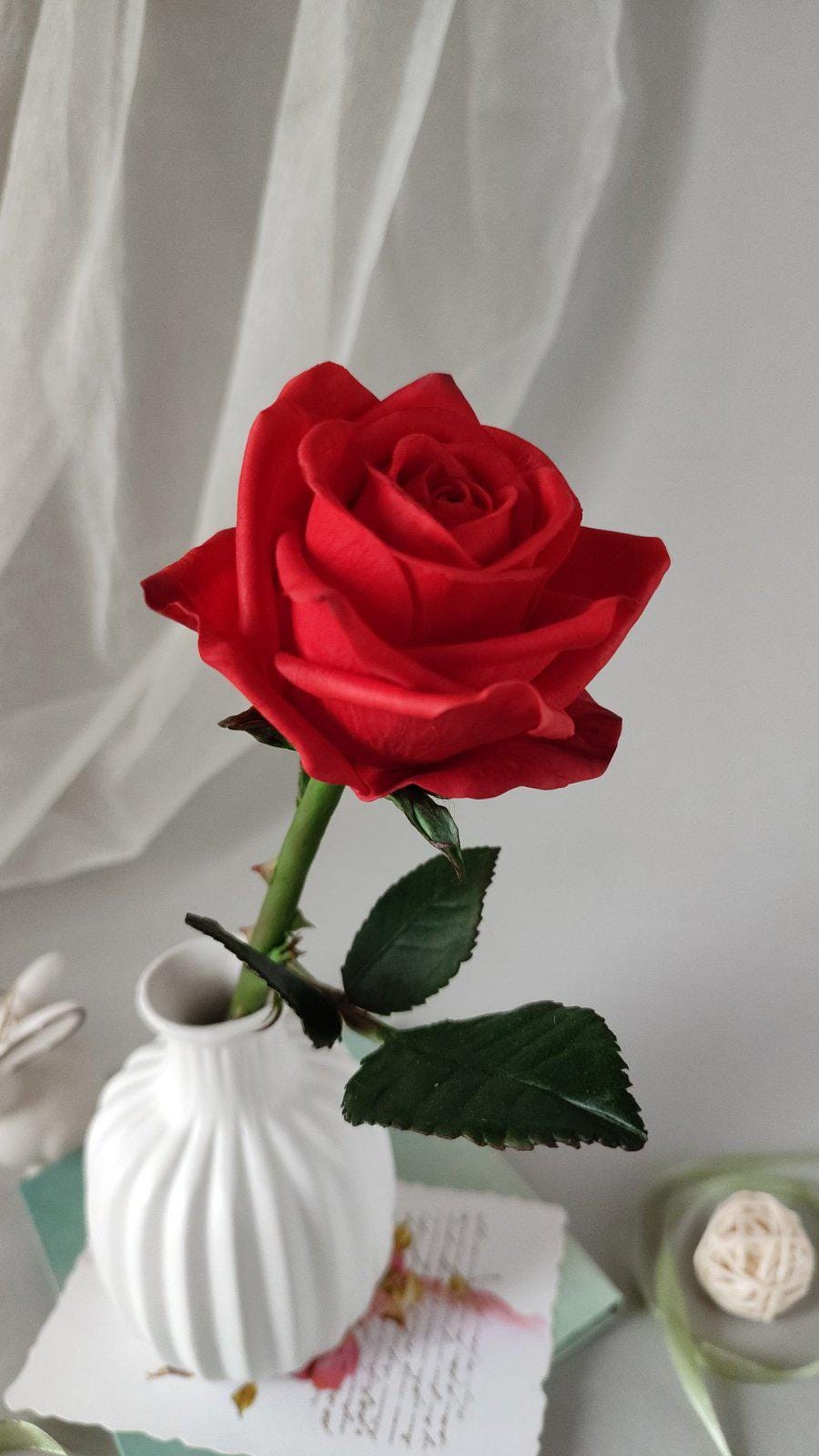 Red Clay Roses Rose. Red Rose. Real Touch Flowers. Clay Rose From Home Decor and ...