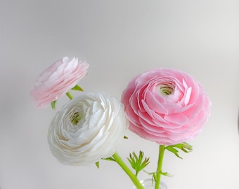 Ranunculus. Polymer clay flowers. Artificial flower. Bouquet for home decor and interior design. Handmade flowers. Cold porcelain flowers.