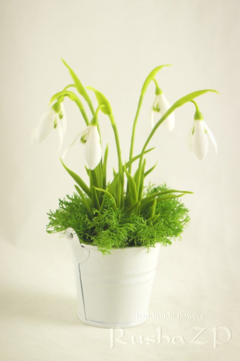 Snowdrop Spring flowers Artificial flowers Clay flowers Etsy