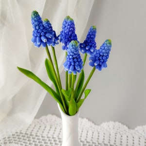 Muscari. Muscari flowers. Muscari bouquet. Real touch flowers. Spring bouquet. Polymer clay flowers. Grape Hyacinth Cold porcelain bouquet image 9