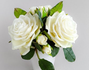 Roses. Bouquet of rose. Flower arrangement with pink roses. Floral home decor. Clay flowers. Artificial flowers. Handmade, Kitchen decor.