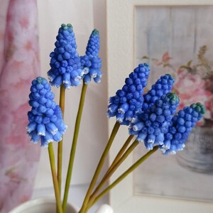 Muscari. Muscari flowers. Muscari bouquet. Real touch flowers. Spring bouquet. Polymer clay flowers. Grape Hyacinth Cold porcelain bouquet image 4