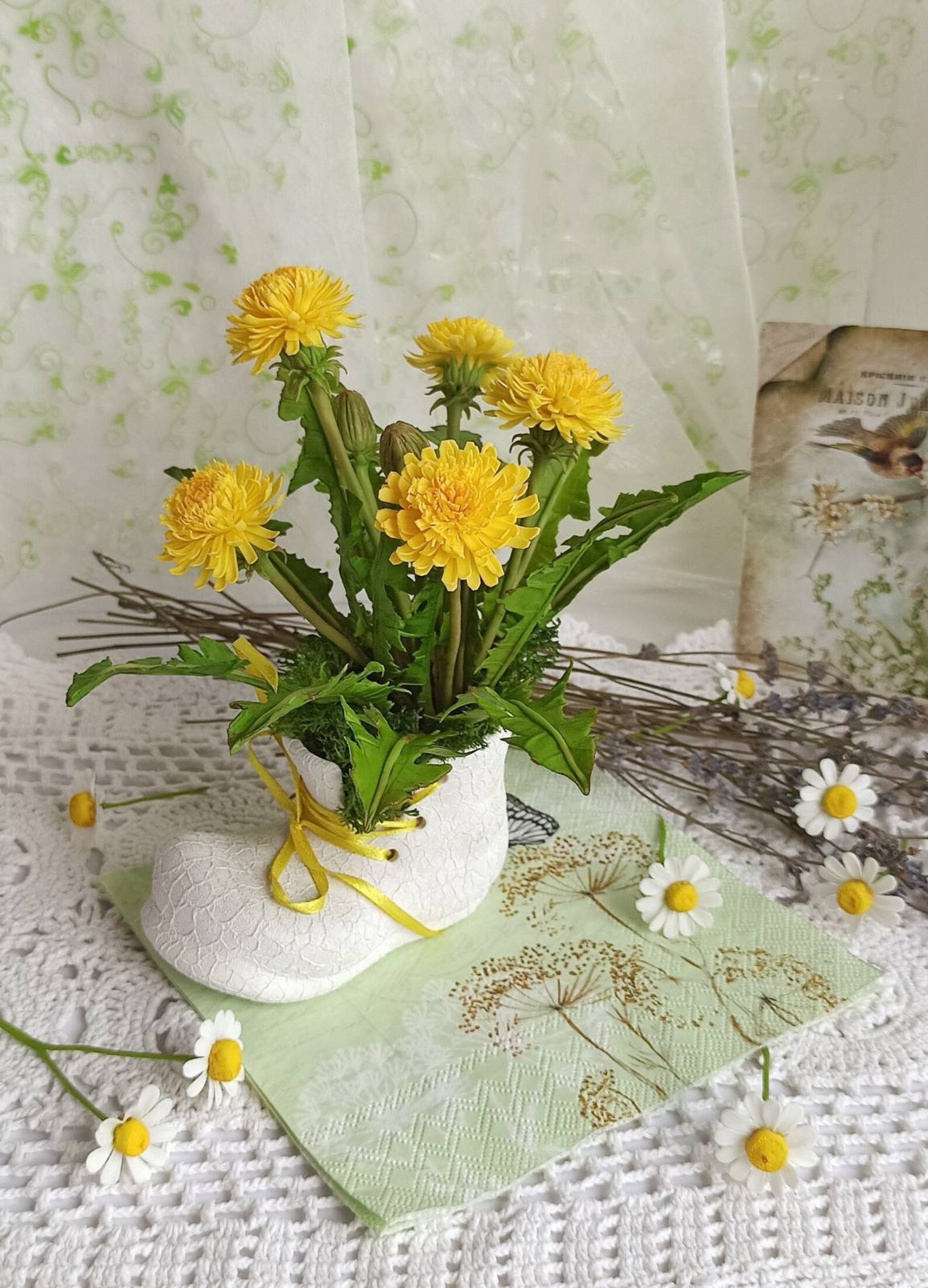 Dandelions. Dandelions bouquet. Wildflowers. Real touch Etsy