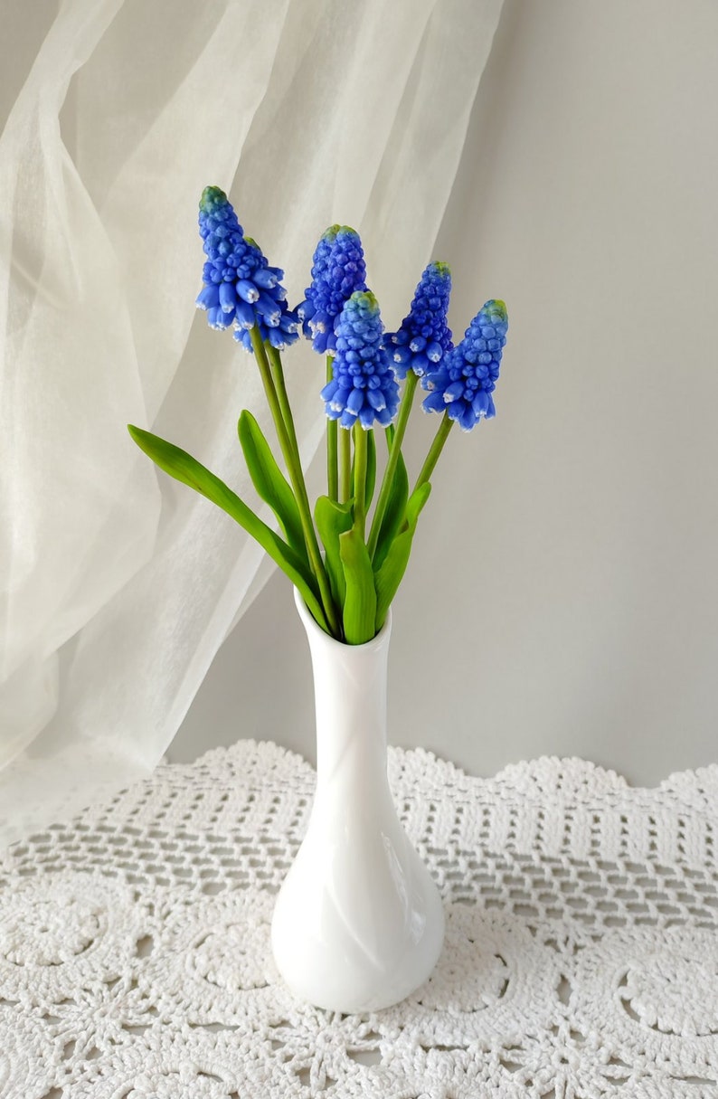 Muscari. Muscari flowers. Muscari bouquet. Real touch flowers. Spring bouquet. Polymer clay flowers. Grape Hyacinth Cold porcelain bouquet image 10