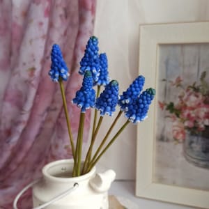 Muscari. Muscari flowers. Muscari bouquet. Real touch flowers. Spring bouquet. Polymer clay flowers. Grape Hyacinth Cold porcelain bouquet image 2