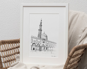 Ägypten Moschee Druck, Al Azhar Moschee, Kairo Kunstdruck, Islamische Ägypten Wandkunst, Moscheenkunst, Kairo Poster, Ramadan Dekor Geschenk, Arabische Wandkunst