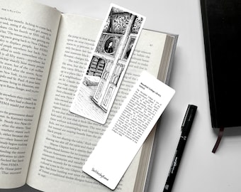 Library Bookmark, Oxford University Library, Mansfield College Library, Vintage Library Bookmark, Bookish Bookmark, Books Hand Drawing