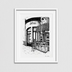 Egypt Art Print, Khan El-Khalili, Alexandria Egypt Print, Arabic Calligraphy Print, Egypt Street Art Print, Egypt Hand Drawn Kiosk Sketch