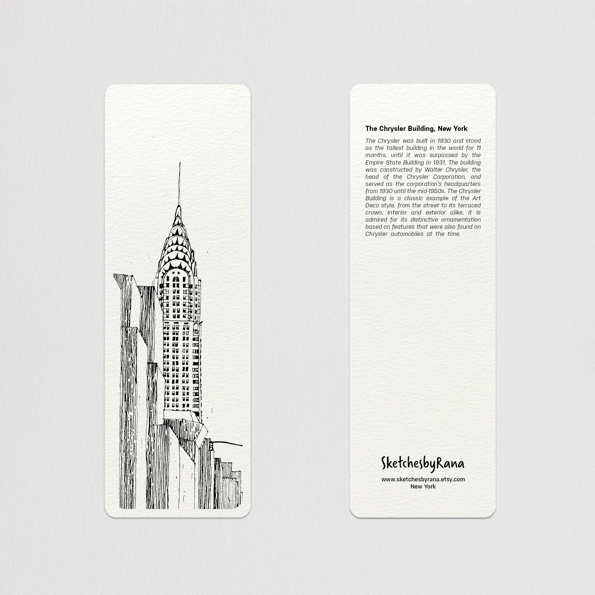 New York Bookmark Chrysler Building Bookmark NYC Bookmark Etsy