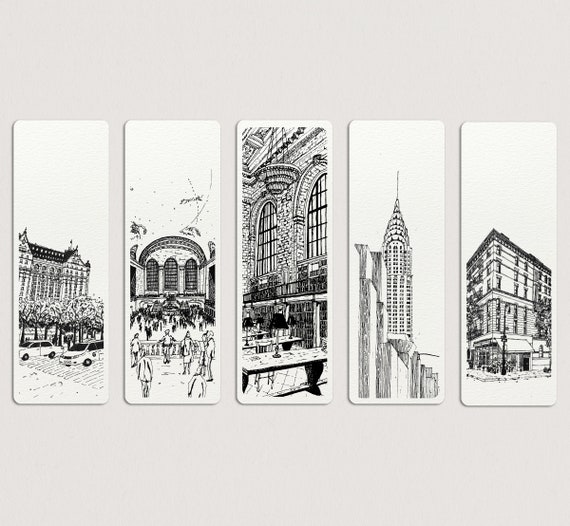 New York City Bookmarks Set of 5 Historic Architecture Etsy