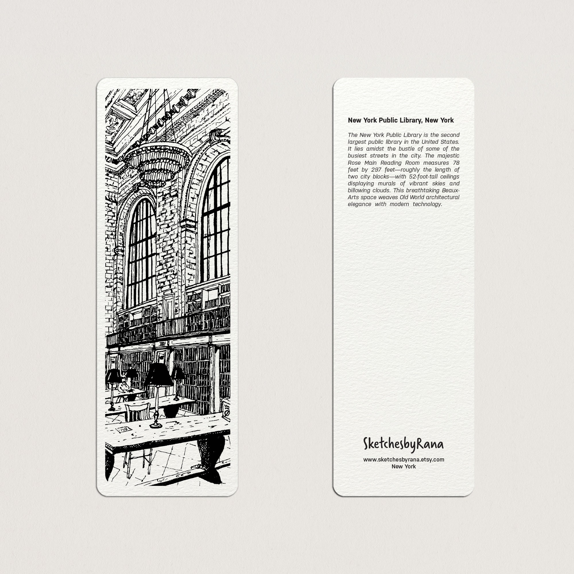 New York Library Bookmark Souvenir New York Public Library Etsy