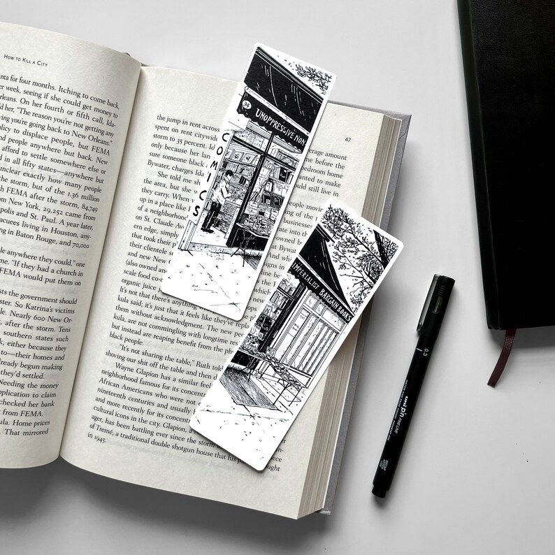 Bookstore Bookmark Collection, New York Bookmark Set of 3, Handdrawn