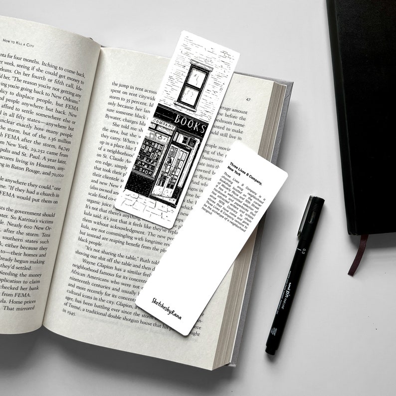Bookstore Bookmark Collection, New York Bookmark Set of 3, Handdrawn