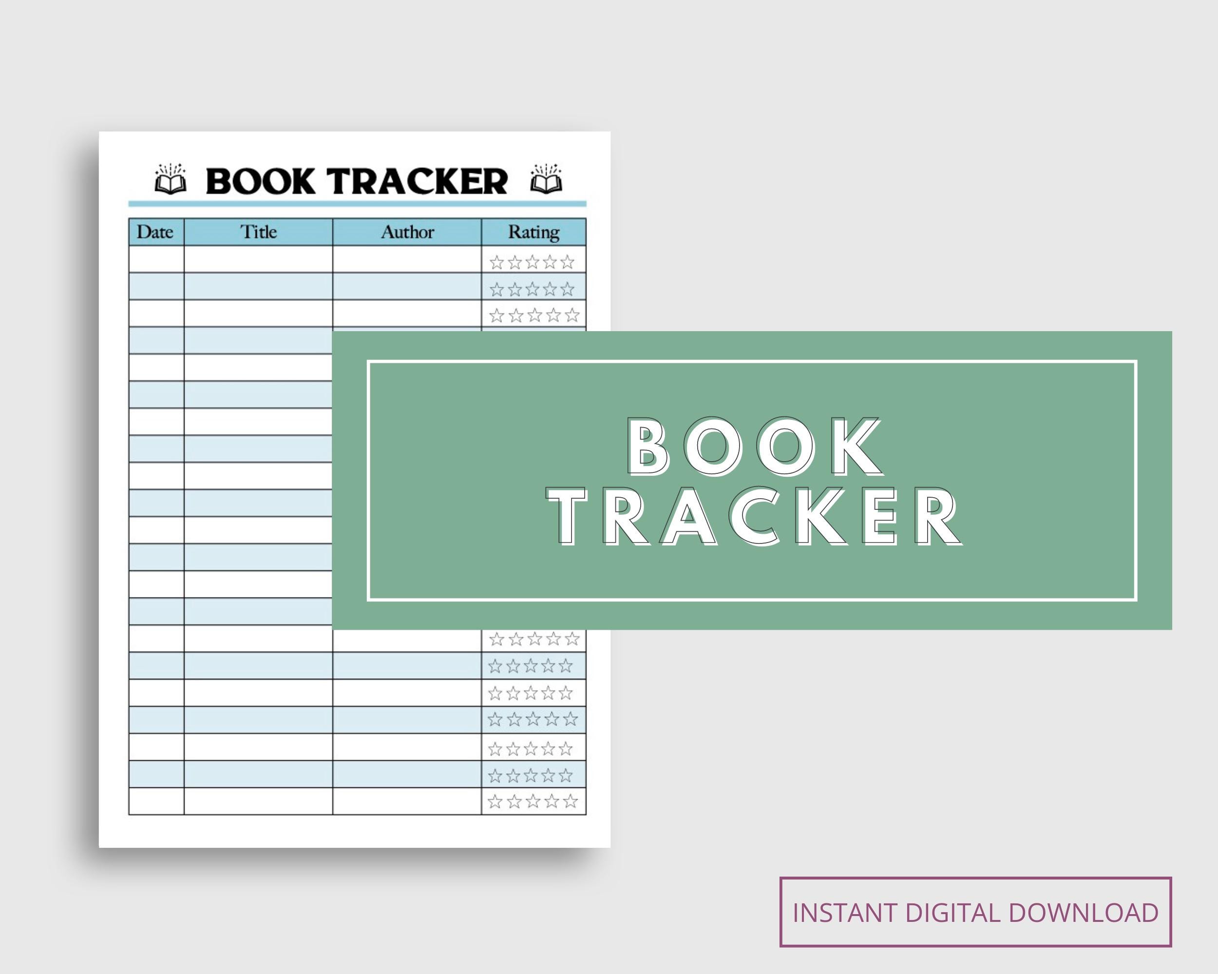 Printable Book Tracker | Reading Log | Digital Download | Planner ...
