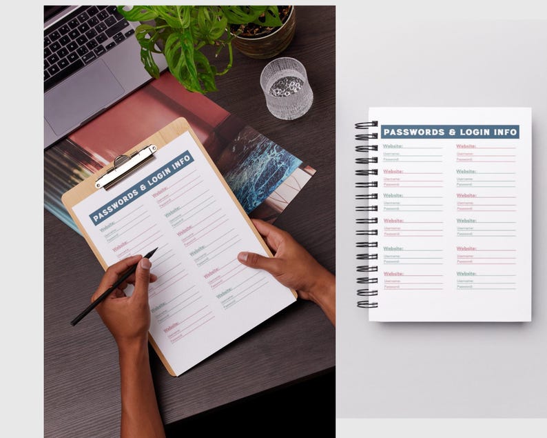 Log-in and Password Tracker, Printable Digital Download, Password ...