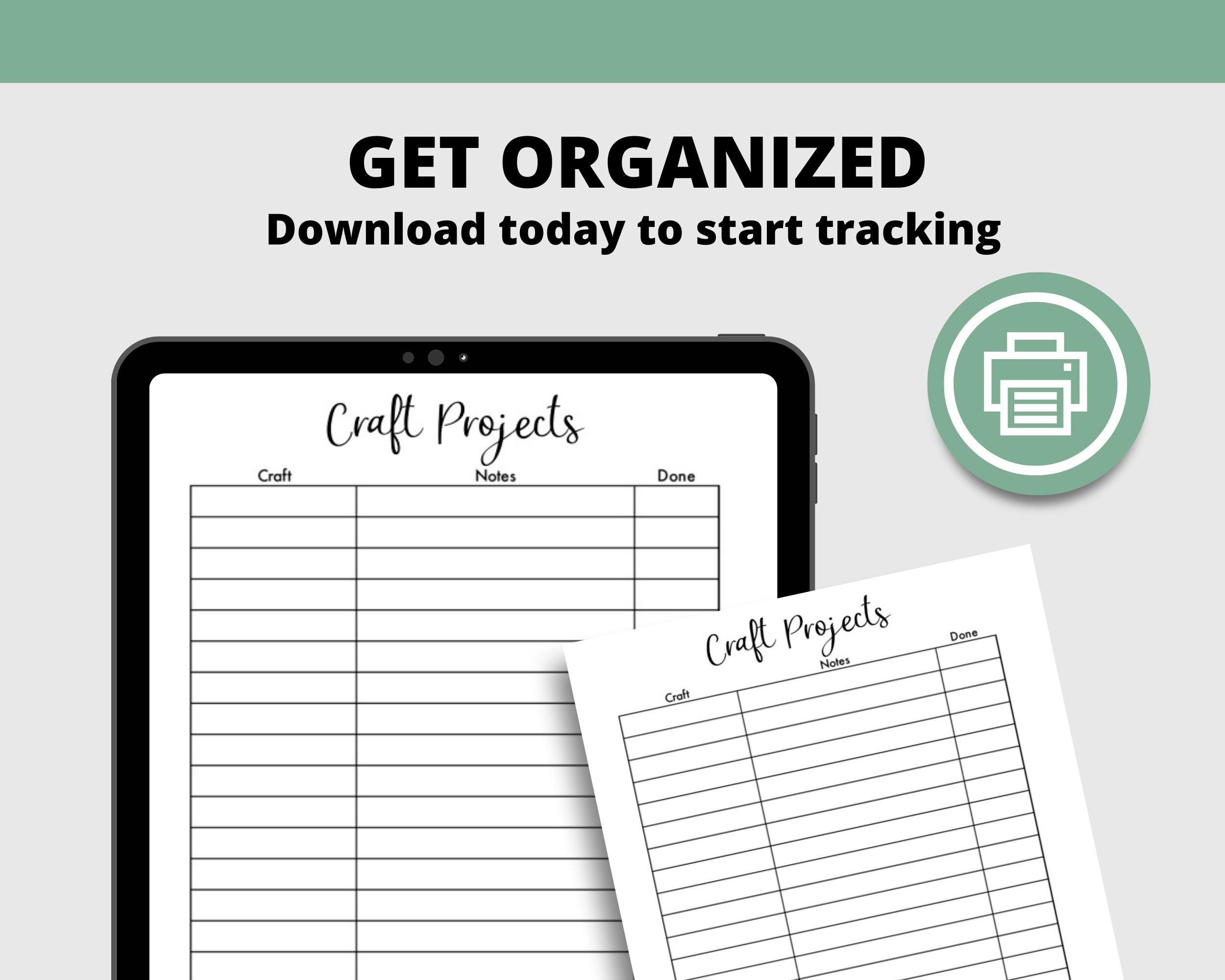 Craft Project Planner | Printable Planner | Craft Planner Worksheets ...
