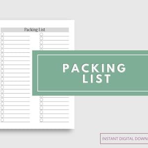 Druckbare Reise-Packliste | Urlaubsplanung | Checkliste verpacken | Reiseveranstalter | Verpackung Digitaler Download