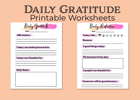 Daily Gratitude Worksheets Printable Planner Gratitude - Etsy