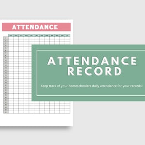 Homeschool Attendance Tracker | Digital Download | Homeschool Planner Printable | 8.5 x 11 Letter Printable | Attendance Log