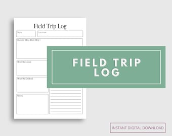Field Trip Planner | Homeschool Planner | Homeschool Tracking Form | Field Trip Log | Teacher Planner | Classroom Printable