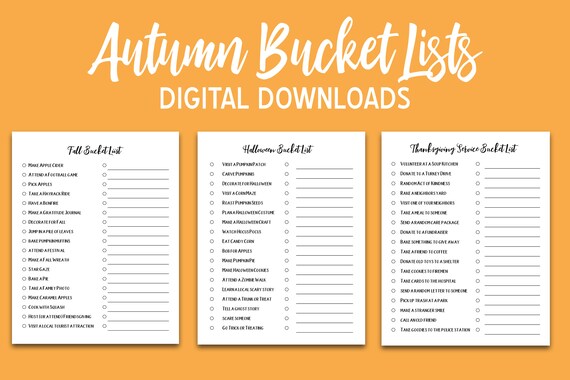 Printable Autumn Bucket List | Printable Planner | Planner Inserts | Fall Bucket List | Digital Download