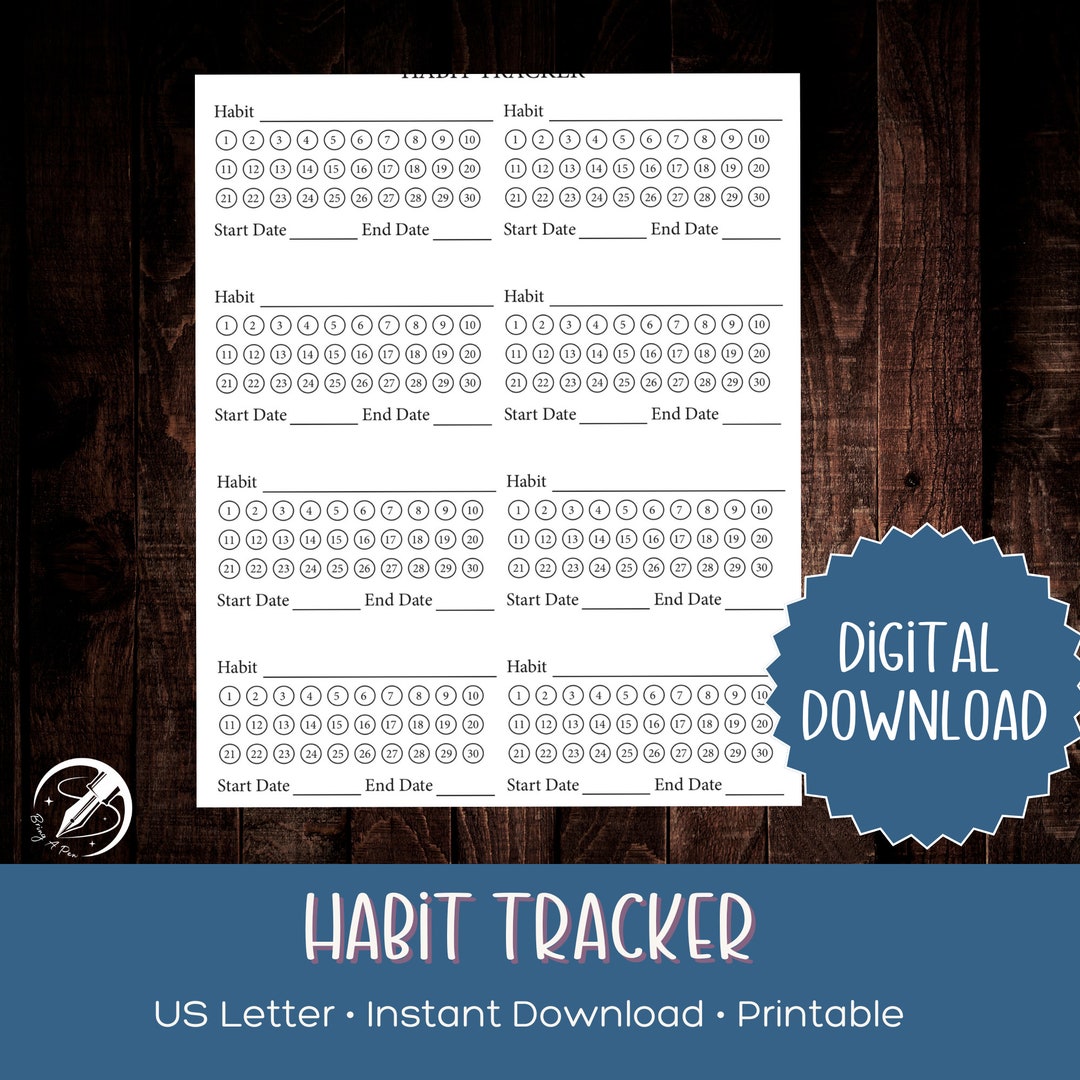 Printable 30-day Habit Tracker as a Digital Download File - Etsy