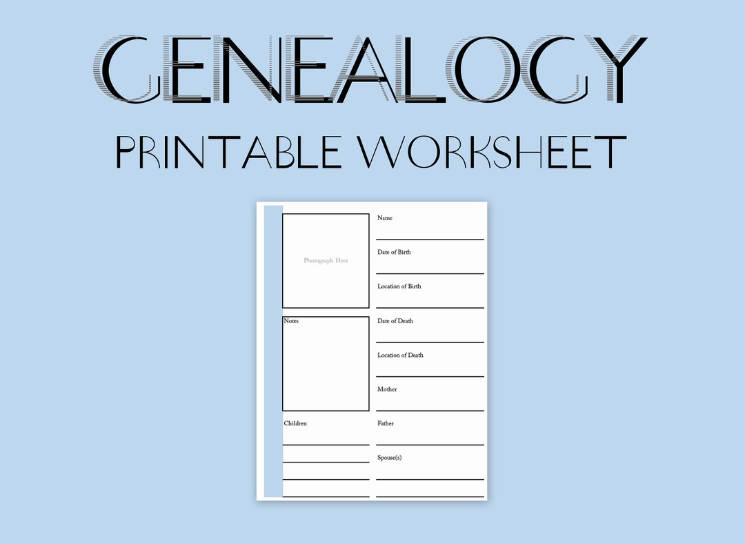 Genealogy Worksheet Printable Digital Download letter Size - Etsy