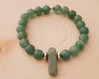Handmade gemstone beaded bracelet with Green Aventurine. Heart chakra bracelet.