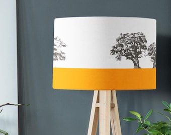 Condover Headlands Oilseed Yellow Drum Lamp Shade | Tree Lampshade | Lagom Lampshade | By Mustard and Gray